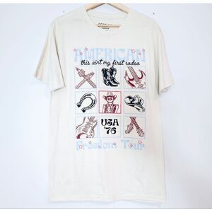 Persaya Band Tee America Freedom Tour '76 Guitar Boots Skeleton Tee Size M